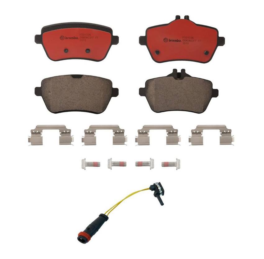 Mercedes Disc Brakes Kit -  Brembo Pads Rear (Ceramic) (With Sensor) 2115401717 - Brembo 4055576KIT